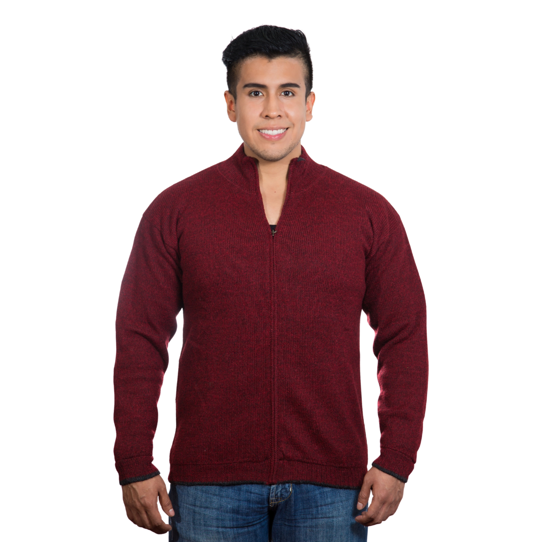 Alpenleder Alpaka-Jacke KAPRUN – rot-anthrazit