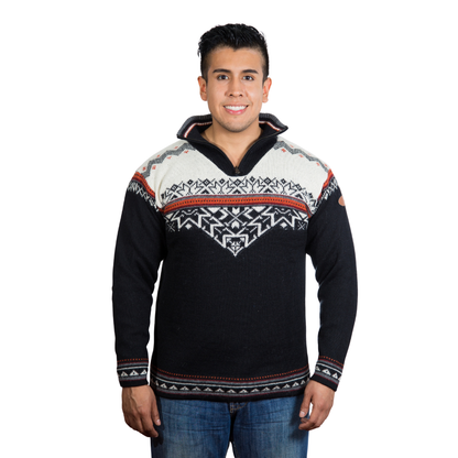 Alpenleder Alpaka-Troyer LEON im Norweger-Design – mit Fleece-Futter