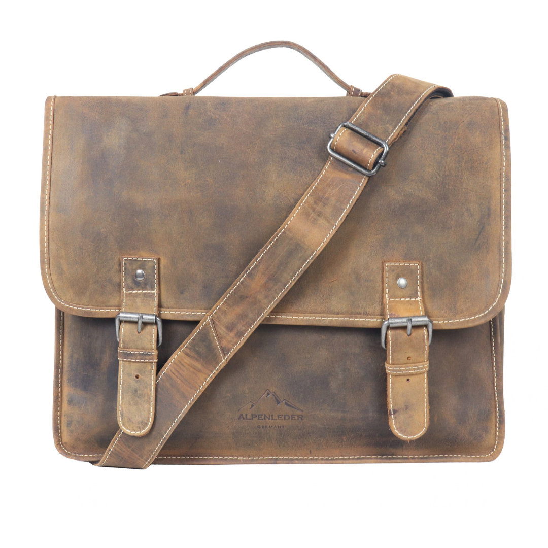 Alpenleder Messenger Bag ADVENTURE aus Büffelleder – Laptopfach 15 Zoll